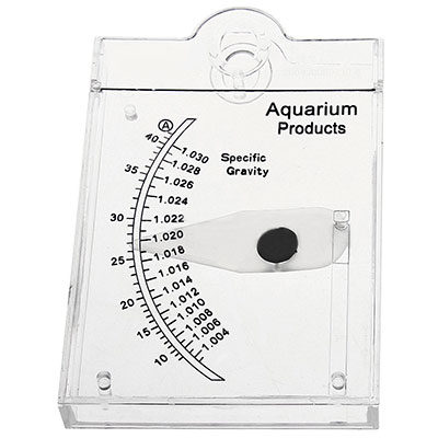 Aquarium swing arm hydrometer used to test salinity of seawater