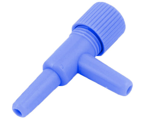 Elbow airline control valve in blue plastic