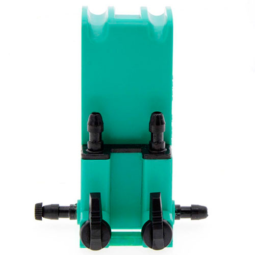 Green plastic 2-way gang valve for aquarium airline