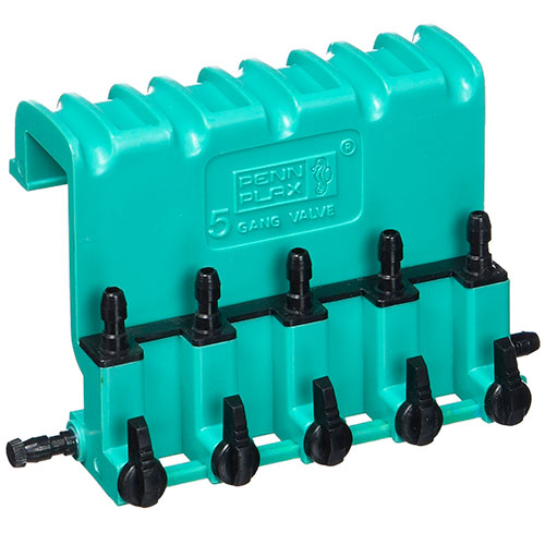 Penn Plax 5-way gang valve in green plastic