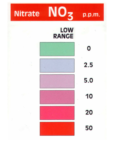 NO3 nitrate color match card from aquarium test kit