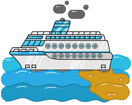 Cruise ship dumping sewage into water