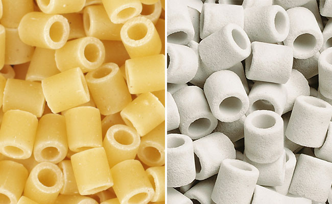 Pasta compared to ceramic rings used in aquarium