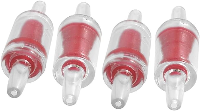 Jardin Jardin Air Pump Plastic Non Return 4-Piece Check Valves for Aquarium, Red/Clear