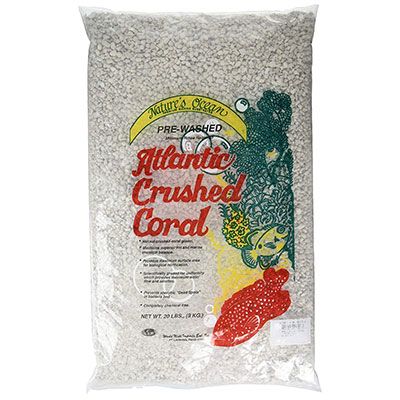 A bag of crushed coral to raise general hardness GH and carbonate hardness KH in aquarium