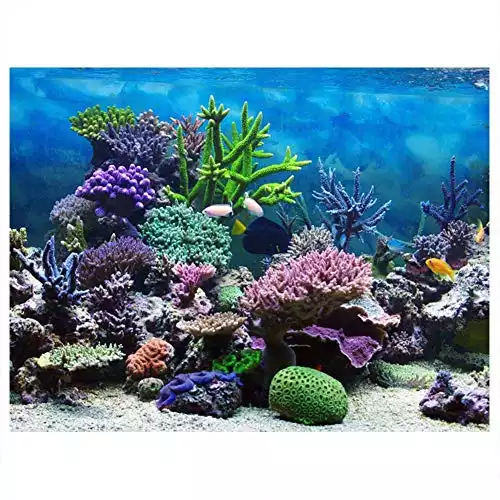 TOPINCN PVC Adhesive Undersea Backdrop, Aquarium Corals Photography Background Fish Tank Poster(91 * 41cm)