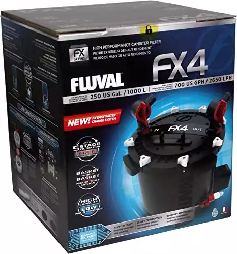 Fluval FX4 High Performance Canister Aquarium Filter - Multi-Stage Filtration, Built-In Powered Water Change System, and Basket-In-Basket Tray Design