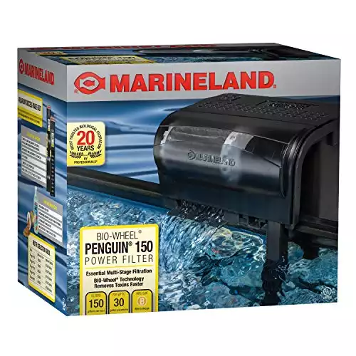 Marineland Penguin Bio-Wheel Power Filter 150 GPH, Multi-Stage Aquarium Filtration,black, 20 - 30 Gallon Aquarium, 150 GPH