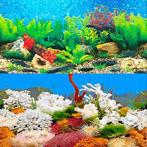 ELEBOX New 20" x 48" Fish Tank Background 2 Sided River Bed & Lake Background Aquarium