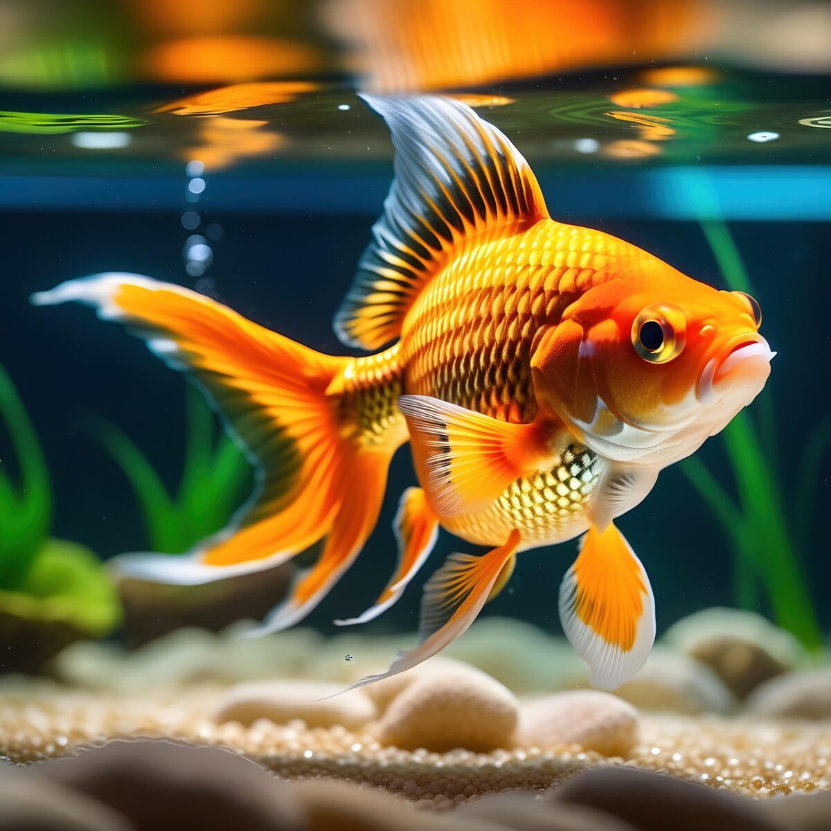 goldfish, fish, aquarium, water, nature, swim, underwater, aquatic, animal, fin, swimming, carp, orange, tropical, wildlife, ai generated